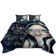 Scary Gothic Art Speak No Evil Yokai Demon Girl Coverlet