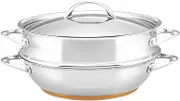 Essteele Per Vita 30cm Stainless Steel Multicooker with Steamer Insert - Copper Base, Induction Compatible, Dishwasher & Oven Safe, Italian Made, 4.7L Capacity
