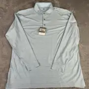 HICKEY FREEMAN Golf Polo Shirt Men's large Blue Stripe Long Sleeve NWT $99