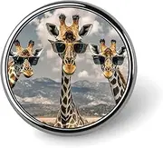 [FZMVSQH] Giraffes Wearing Sunglasses Printed Round Button Pin Badges Metal Pinback Buttons 1 Inch Pins for Hat Shirt Clothing Bags Decoration, Circular, Aluminum