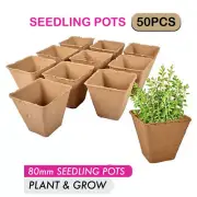 50Pcs Square Peat Pots Plant Starter Nursery Pots for Seedings Garden 8cm NEW