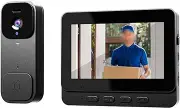 Wireless Video Door Phone with Camera, 4.3 Inch Video Intercom with Display, Two-Way Audio, Security Camera with Microphone, Wireless Intercom with HD Video Monitor, Home UF