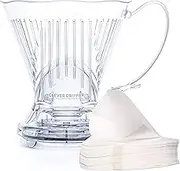 Clever Coffee Dripper and Filters, Large 18 oz, Original Classic Design, Safe BPA Free Plastic, dripper Coffee Maker, drip Coffee Maker Pour Over, 100 Filters, Coaster and lid, 18 oz (Clear)