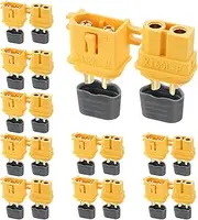 ELFCULB 10 Pairs Amass XT60HL Male & Female Connectors, Gold Plated for Drones FPV RC Battery/Planes/UAVs, Drone Lipo Plug Adapter (Yellow)