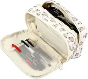 Pencil Case - Cute Cartoon Pencil Pouch, Large Capacity Pen Case Organizer Wear Resistant Canvas Pencil Bag, Portable Pencil Case Pouch Practical Stationery Pencil Bag for Office School (White)