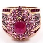 5.17ct Natural Pink Sapphire and Ruby Ring 925Sliver in Rose Gold Plated Size6.5