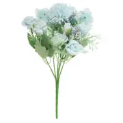 7 Branch Artificial Silk Rose Hydrangea Fake Flowers with Stem, Blue