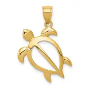 14k Yellow Gold Open Turtle Pendant