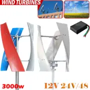 3000W 12V/24V Vertical Wind Power Turbine Generator Controller Home Windmill Kit