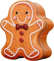 ifundom Christmas Cookie Tins Metal Christmas Candy Box Tinplate Biscuits Box with Lid Empty Goody Treat Box Xmas Sealed Storage Canister for Xmas Holiday Party Supplies Gingerbread Man