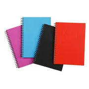 Spirax Hard Cover Twin Wire Notebook A4 Assorted (4pk)