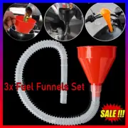 3PCS Fuel Funnels Set Plastic Long Neck Oil Funnels with Detachable Filter OY