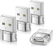 Elebase USB to USB C Adapter 4 Pack,Transparent Type-C Female to A Male Car Charger Converter for New iPhone 16 Pro Max Plus 15 14 13,Apple Watch 10 9 8,Airpods,iPad Air 5 Mini 6 7,Samsung S25 Ultra