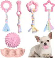 6 Pack Puppy Teething Toys Cute Pink Puppy Chew Toys for Teething Small Breed Do