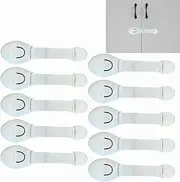 Daily Nids (10 Pack) Baby Safety Cabinet Locks, 3M Adhesive Cabinet Drawer No Magnets & Screws Purpose for Kitchen Ovens Toilts Seats Doors