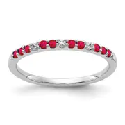 14k White Gold Real Diamond and Ruby Band