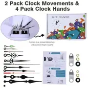EMOON 2 Pack Non Ticking Clock Mechanism with 4 Pack Total Shaft Length 3/4 in