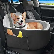 ONE PIX Dog Car Seat for Small Dogs, Memory Foam Dog Booster Car Seats with Storage Pockets and Safety Belt, Portable Puppy Carriers, Pet Travel Bed Under 30lbs, Grey