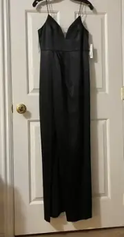 Aidan Mattox Womens Column Gown Black Size 4 Split-Hem