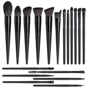 GGP Black 18 Piece Makeup Brush Set Professional Synthetic Fiber Brushes With Wooden Handles For Flawless Beauty