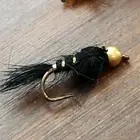 FLY FISHING FLIES BEAD HEAD NYMPH HARES EAR BLACK # 10