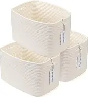 [XUANGUO] Cotton Rope storage Basket Bins Woven Basket Organizing Shelves Rectangle Decor storage Clothes Toy Book Towels Square Wicker Nursery basket organizer 3pack white LBG-0001 14.5''x9.5''x9.3''