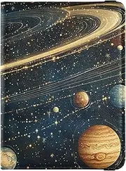 [Amooorous] Space Planet Leather decorative Passport Holders Vaccine Case Protector Cover Passport Case Lightweight, space planet, 1 size