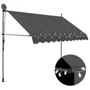 LED Lights Awning Retractable Outdoor Patio Arm Canopy Sun Shade 300cm