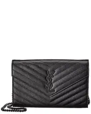 Saint Laurent Monogram Matelasse Leather Wallet On Chain