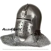 Medieval Norse Helmet Ottokar 18 Gauge Bascinet with Chainmail Knight
