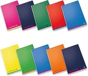 Pigna, 10 x A4 Colours Notebook 100gsm Inner Paper 72 Pages + 4F Inside, Squared 4mm with Margin Assorted Colours