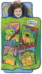 Teenage Mutant Ninja Turtles Toddler Nap Mat - Includes Pillow and Fleece Blanket – Great for Boys and Girls Napping at Daycare, Preschool, Or Kindergarten - Fits Sleeping Toddlers and Young Children
