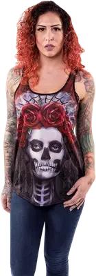 LETHAL THREAT LA20508XL Women's Dark Widow Razor Back Tank Top - Black - XL