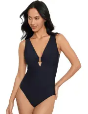[Magicsuit] Marquis Kristi Plunge One-Piece Shaping Swimsuit in Black