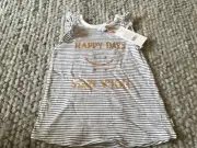 PUMPKIN PATCH striped top front Logo 100% Cotton BNWT size 3