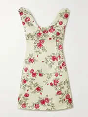 [Emilia Wickstead] Emilia Wickstead - Zephyr Floral-print Duchesse-satin Mini Dress - Pink - UK 14 UK 14 Pink