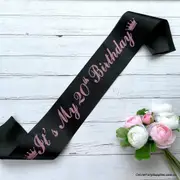 Black 'It's My 20th Birthday' Crown Sash