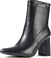 [ZUYEE] Women’s Chunky Block Heel Ankle Boots Pointed Toe, Side Zipper, Mid Calf, Comfortable & Versatile Short Booties, Black Pu, 6.5