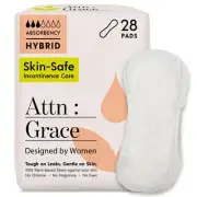 Attn: Grace Hybrid Incontinence Pads for Women, 28-Pack - High Absorbency, Br...