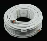 30m RG6 Coax Quad White Shield F-Type Cable Digital TV Foxtel Telstra Optus NBN