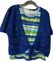 NWT Alfred Dunner PXL blue green Sweater Set (detach tank) GIFT!!!!