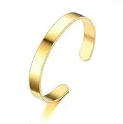 [GAUEIOUR] Men's Gold Plated Stainless Steel Cuff Bracelet,Adjustable Opening, Minimalist, Polished Titanium Steel Bracelet, Opening, Stainless Steel, No Gemstone