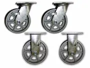 6" x 2" Steel Casters 1250# Cap. w/ Semi Steel Albion Wheel (2 rigid/ 2 swivel)