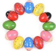 Daseeme 12 Pack Wooden Shake Egg Egg Percussion Instrument Interesting Music Shake Eggs for Party Musical Egg Basket Stuffers Fillers Musical Instrument