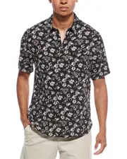 Vince Firework Floral Classic Fit Linen-Blend Shirt