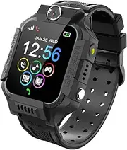 Smart Watch Phone Kids - Children Smartwatch Boys Girls with SOS Need 2G SIM to Call, 14 Puzzle Games Music MP3 MP4 HD Selfie Camera Calculator Alarms Timer Pedometer for Boys Girls Students,Black