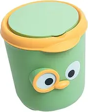 WHAMVOX Cute Cartoon Mini Desk Trash Can with Lid Compact Waste Basket for Office Home Versatile Makeup Brush Pen Holder Present for Family Friends