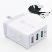 High-Voltage Home Power Adapter QC3.0 Charger 3in1 Cable for LG G6 VS988 Verizon