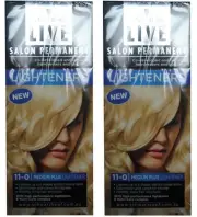 2 x SCHWARZKOPF LIVE SALON PERMANENT HAIR COLOUR 11-0 MEDIUM PLUS LIGHTENER NEW