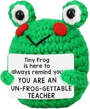 Emotional Crochet Positive Frog,Cute Positive Frog Emotional Crochet Frog | Inspirational Stocking Stuffers with Card for Birthday & Valentines Day